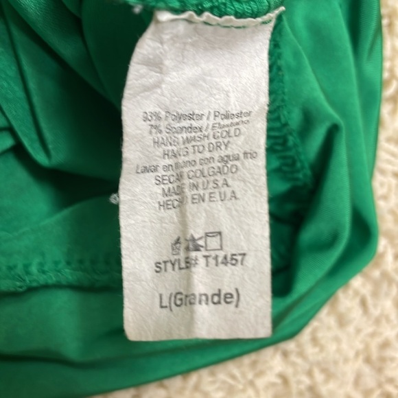 Hot & Delicious Green Open Back Tank Top Wooden Ring Gathered Shoulder Sz Large - Picture 6 of 10